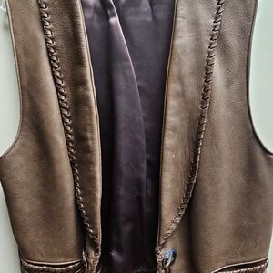 Handcrafted Genuine Leather Vest w/ Bolo Tie Closures | Artisan Luxury Vintage